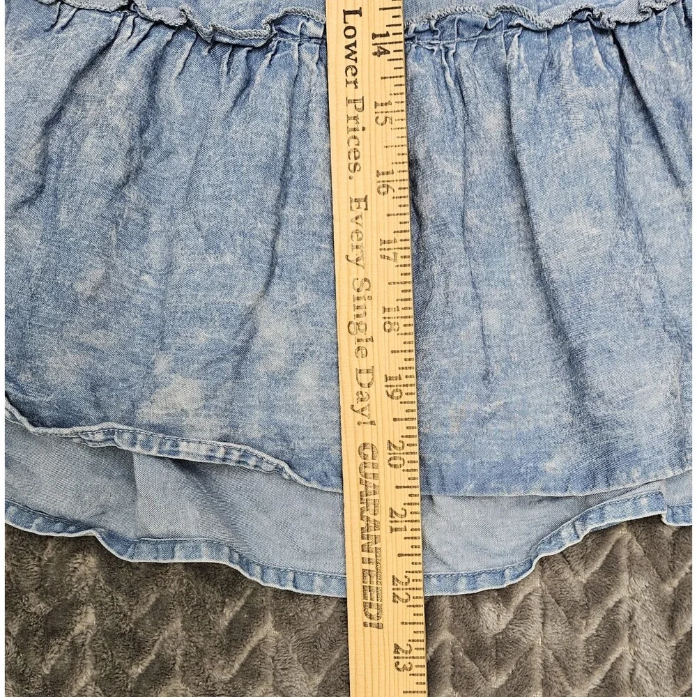 Torrid Skirt Women's Size 1 Blue Chambray Ruffle Edge Tiered Skirt Elastic Waist